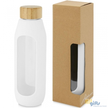 Bild des Werbegeschenks:Tidan 600 ml Flasche aus Borosilikatglas mit Silikongriff