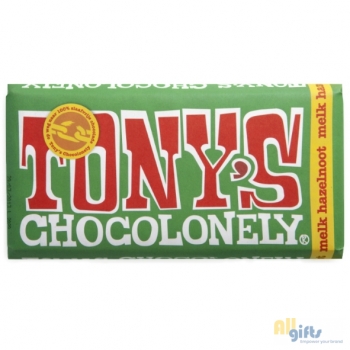 Bild des Werbegeschenks:Tony's Chocolonely Melk-hazelnoot reep, 180 gram