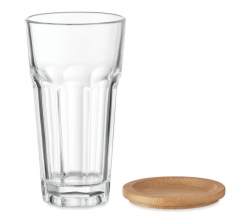 Trinkglas mit Bambusdeckel bedrucken