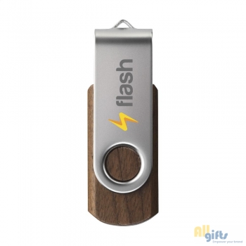 Bild des Werbegeschenks:USB Twist Woody 16 GB