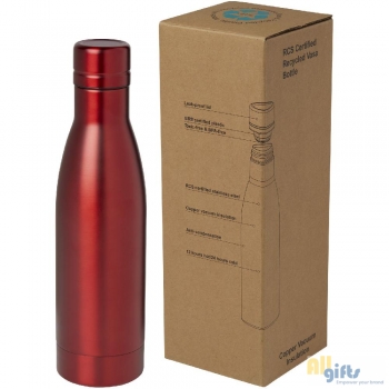 Bild des Werbegeschenks:Vasa RCS-zertifizierte Kupfer-Vakuum Isolierflasche aus recyceltem Edelstahl, 500 ml