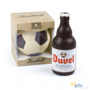 Bild des Werbegeschenks:Voetbal en bierflesje van chocolade Chocolade figuurtjes