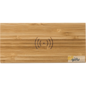 Bild des Werbegeschenks:Wireless Ladepad aus Bambus mit Uhr Rosie