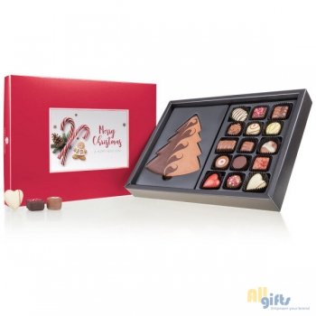 Bild des Werbegeschenks:Xmas ChocoPostcard Maxi - Rood - Pralines en chocolade Kerstchocolade met een postkaa