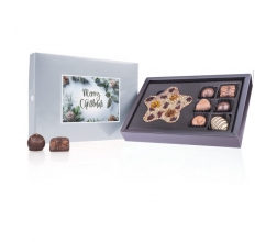 Xmas ChocoPostcard - Midi - Silver - Pralines Chocolade kerstgeschenk met postkaart bedrucken