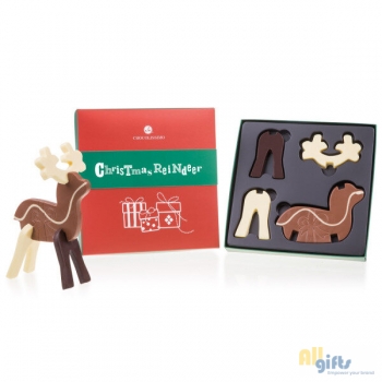 Bild des Werbegeschenks:Xmas Reindeer - 3D Solo - Chocolade rendier Chocolade figuurtje