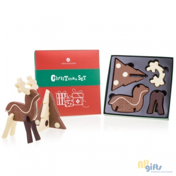 Bild des Werbegeschenks:Xmas Set 3D - Chocolade kerstfiguurtjes Chocolade figuurtjes