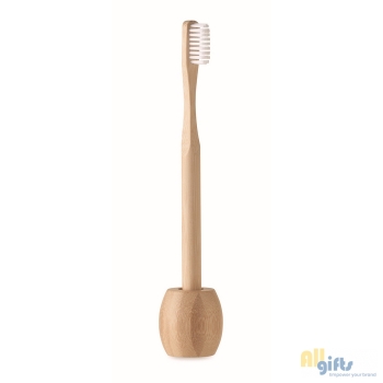 Bild des Werbegeschenks:Zahnbürste mit Halter Bambus